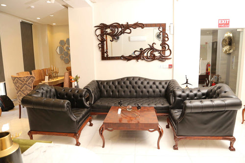 Camelback Leather Sofa (3+1+1 Seater)