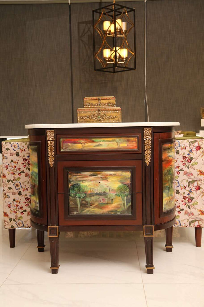 Console Round Marble Hand Painted
